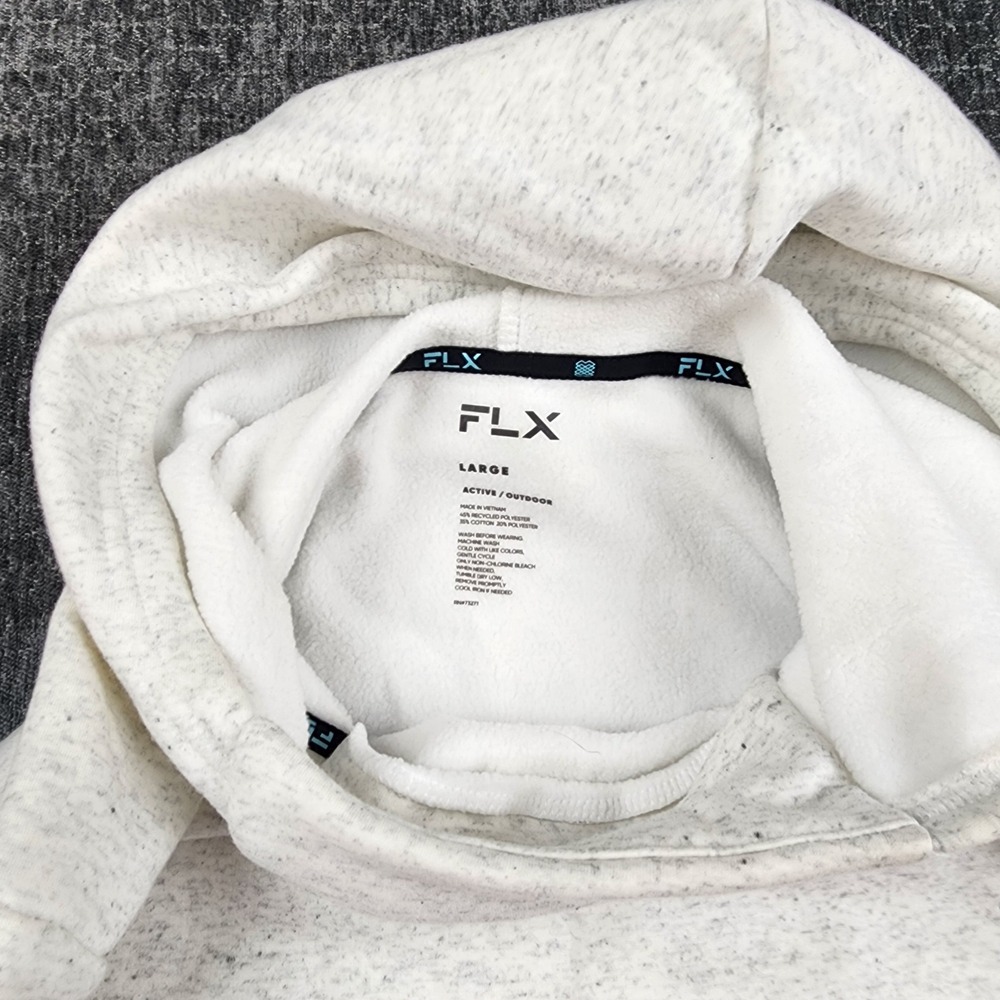 FLX Hoodie Recycled Polyester Blend Mens Large White Speckled Active Outdoor - Picture 7 of 13